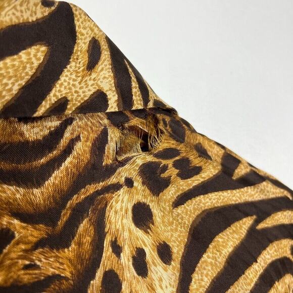 St John Brown Black 100% Silk Cheetah Leopard Blouse Size 10 Women's - Picture 7 of 11